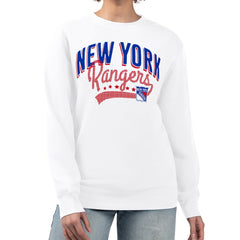 New York Rangers G-III 4Her by Carl Banks Women's Filigree Team Graphic Fleece Pullover Sweatshirt - White | US 201411685