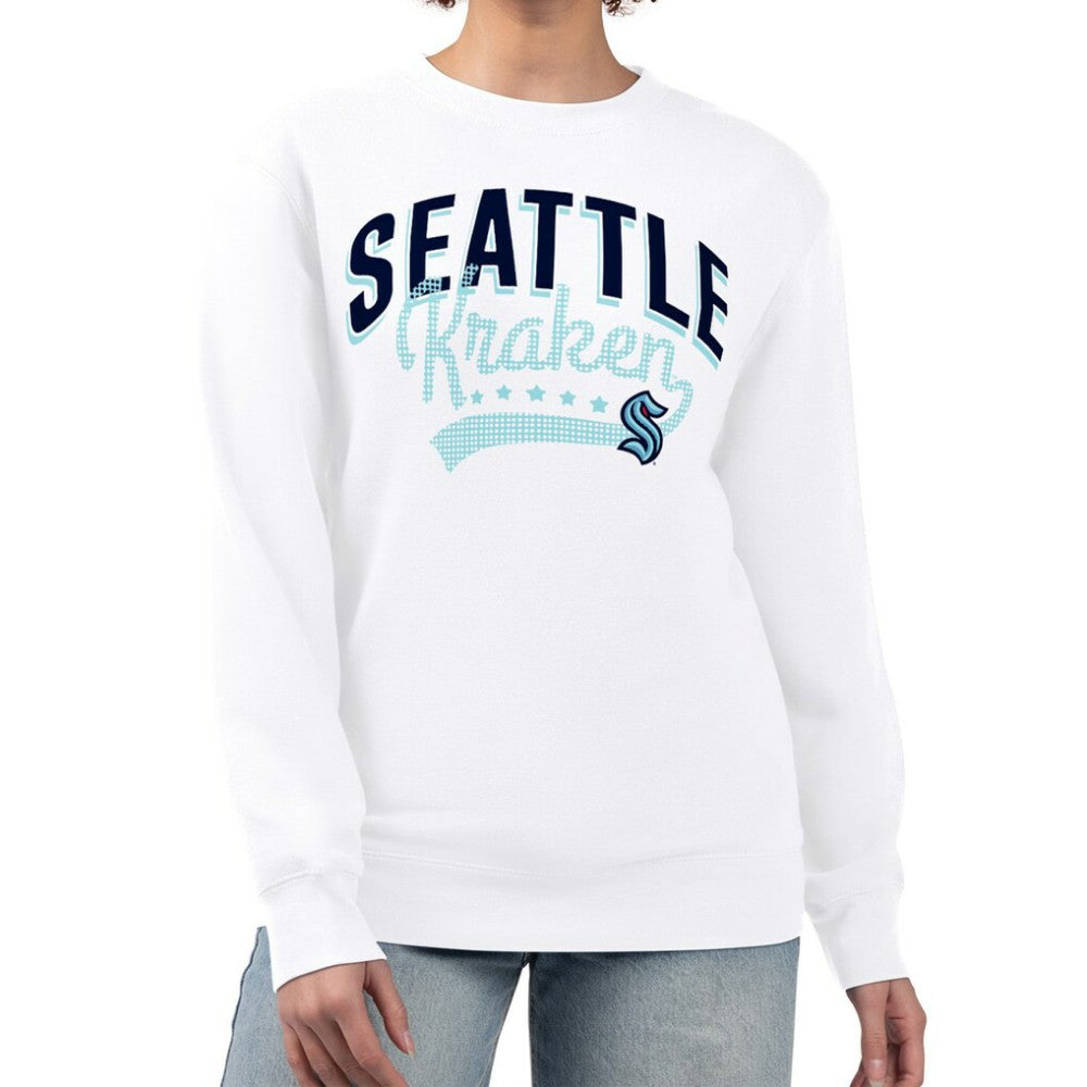 Seattle Kraken G-III 4Her by Carl Banks Women's Filigree Team Graphic Fleece Pullover Sweatshirt - White | US 201411688