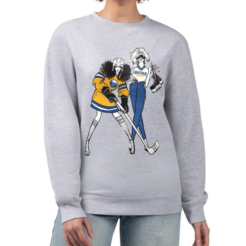 Buffalo Sabres G-III 4Her by Carl Banks Women's Hockey Girls Team Graphic Fleece Pullover Sweatshirt - Heather Gray | US 201411712