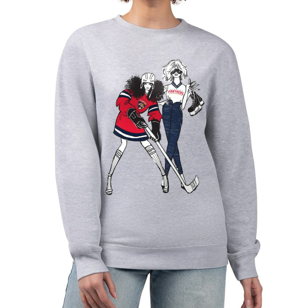 Florida Panthers G-III 4Her by Carl Banks Women's Hockey Girls Team Graphic Fleece Pullover Sweatshirt - Heather Gray | US 201411736