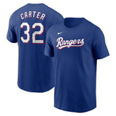 Evan Carter Texas Rangers Nike Fuse Name & Number T-Shirt - Royal T-shirts