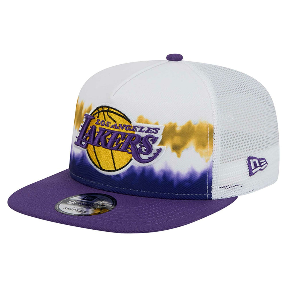 Los Angeles Lakers Dip-Dye 9FIFTY A-Frame Trucker Snapback Hat White/Purple - New Era