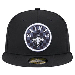 New Orleans Saints New Era Checkered 59FIFTY Fitted Hat - Black Hats