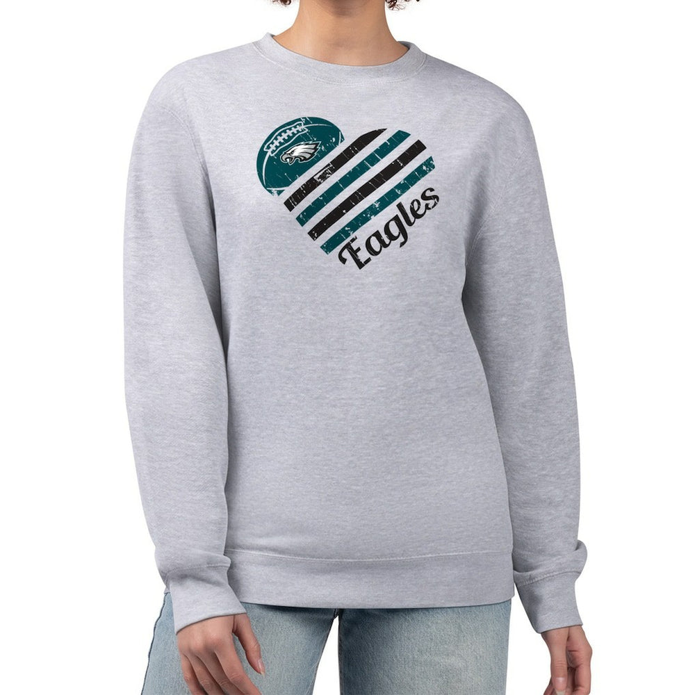 Philadelphia Eagles G-III 4Her by Carl Banks Women's Heart Graphic Fleece Pullover Sweatshirt - Heather Gray Pullover