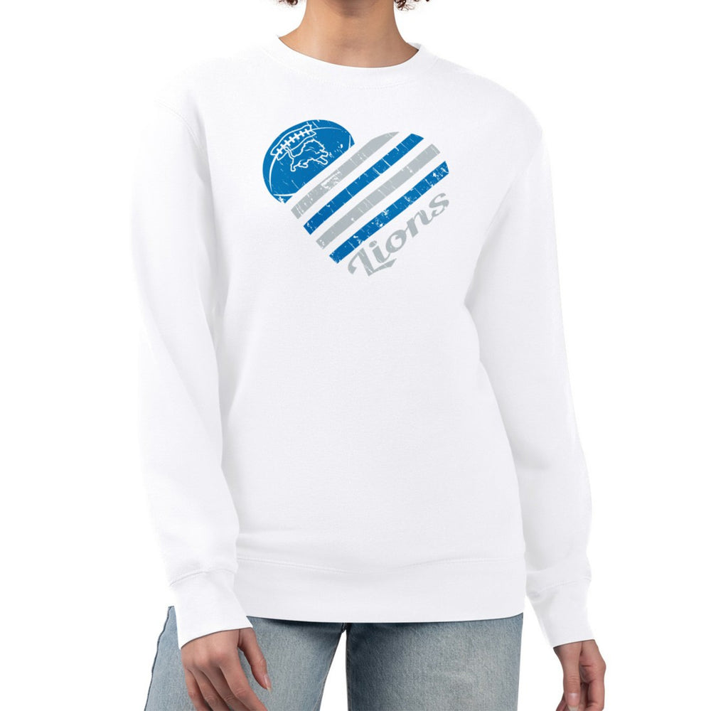 Detroit Lions G-III 4Her by Carl Banks Women's Heart Graphic Fleece Pullover Sweatshirt - White Pullover