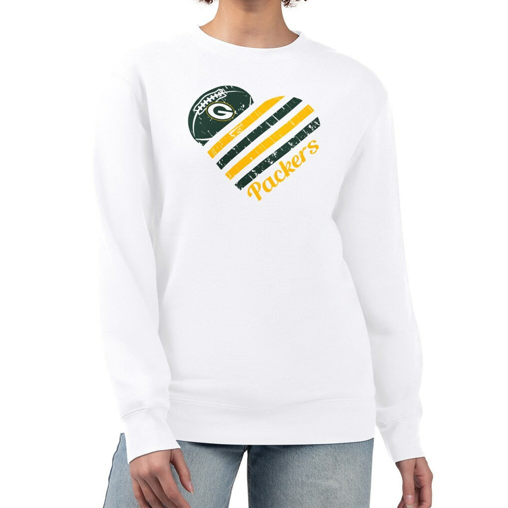 Green Bay Packers G-III 4Her by Carl Banks Women's Heart Graphic Fleece Pullover Sweatshirt - White Pullover