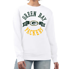 Green Bay Packers G-III 4Her by Carl Banks Women's Large Team Graphic Fleece Pullover Sweatshirt - White Pullover