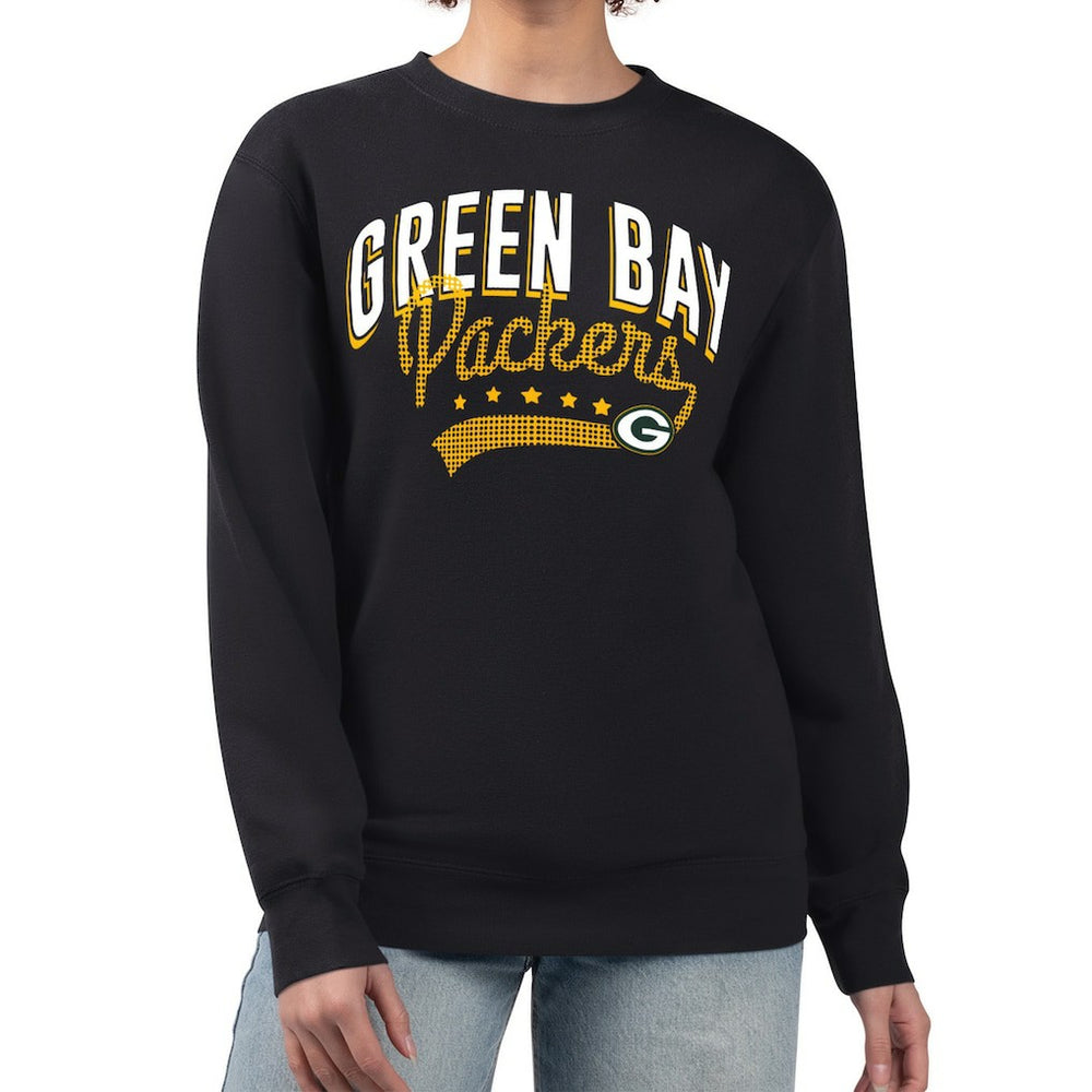 Green Bay Packers G-III 4Her by Carl Banks Women's Filigree Logo Graphic Fleece Pullover Sweatshirt - Black Pullover
