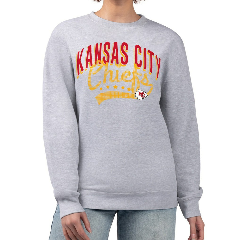 Kansas City Chiefs G-III 4Her by Carl Banks Women's Filigree Logo Graphic Fleece Pullover Sweatshirt - Heather Gray Pullover