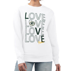 Green Bay Packers G-III 4Her by Carl Banks Women's Lots of Love Graphic Fleece Pullover Sweatshirt - White Pullover