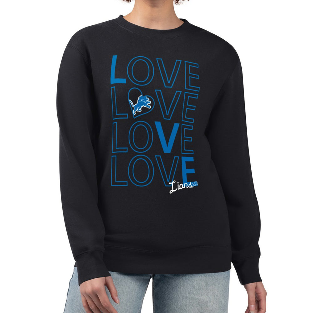 Detroit Lions G-III 4Her by Carl Banks Women's Lots of Love Graphic Fleece Pullover Sweatshirt - Black Pullover