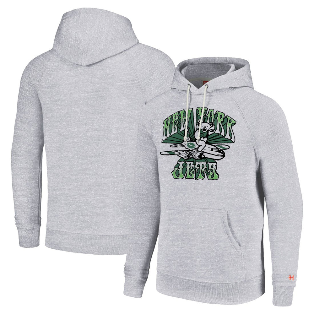 New York Jets Homage Unisex Grateful Dead Tri-Blend Pullover Hoodie - White Hoodies