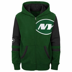 New York Jets Youth Stadium Color-Block Full-Zip Hoodie - Green Hoodies
