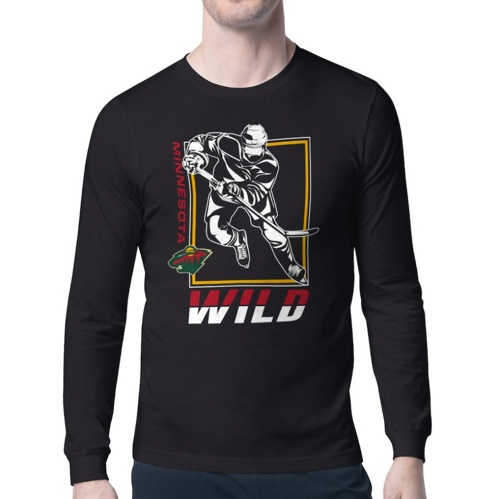 Minnesota Wild Starter Player Grid Long Sleeve T-Shirt - Black | US 201424495