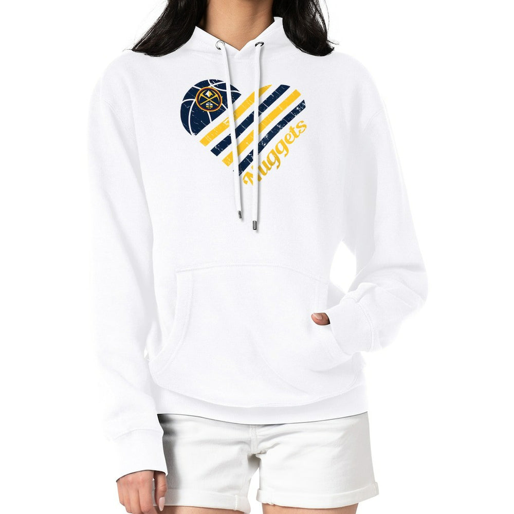 Denver Nuggets G-III 4Her by Carl Banks Women's Heart Pullover Hoodie - White