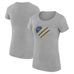 Golden State Warriors G-III 4Her by Carl Banks Women's Super-Slim Fit Lightweight Heart T-Shirt Heather Gray