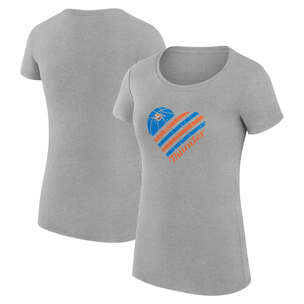 Oklahoma City Thunder G-III 4Her by Carl Banks Women's Super-Slim Fit Lightweight Heart T-Shirt Heather Gray