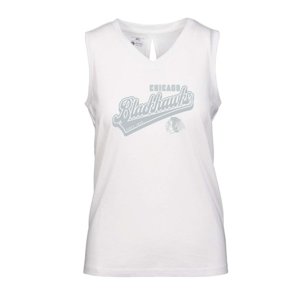 Chicago Blackhawks Levelwear Women's Paisley Sweep V-Neck Tank Top - White | US 201425415