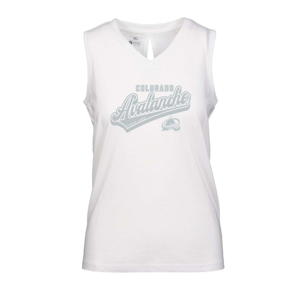 Colorado Avalanche Levelwear Women's Paisley Sweep V-Neck Tank Top - White | US 201425419