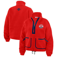 Washington Capitals WEAR by Erin Andrews Women's Polar Fleece Half-Zip Jacket - Red | US 201429670
