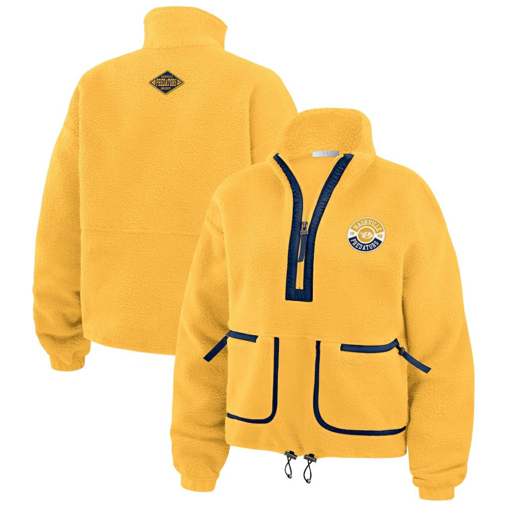 Nashville Predators WEAR by Erin Andrews Women's Polar Fleece Half-Zip Jacket - Gold | US 201429684