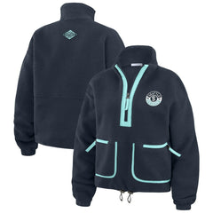 Seattle Kraken WEAR by Erin Andrews Women's Polar Fleece Half-Zip Jacket - Deep Sea Blue | US 201429691