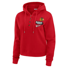Chicago Blackhawks WEAR by Erin Andrews Women's Waffle-Knit Pullover Hoodie - Red | US 201429699