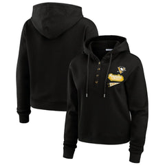 Pittsburgh Penguins WEAR by Erin Andrews Women's Waffle-Knit Pullover Hoodie - Black | US 201429710