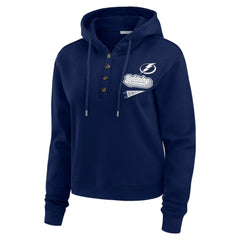 Tampa Bay Lightning WEAR by Erin Andrews Women's Waffle-Knit Pullover Hoodie - Blue | US 201429711