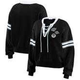 Los Angeles Kings WEAR by Erin Andrews Women's Cropped Lace-Up Sweater - Black | US 201429724