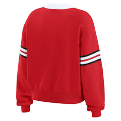Detroit Red Wings WEAR by Erin Andrews Women's Cropped Lace-Up Sweater - Red | US 201429725
