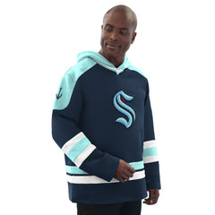 Seattle Kraken Starter Hockey Pullover Hoodie - Deep Sea Blue/Light Blue | US 201432155