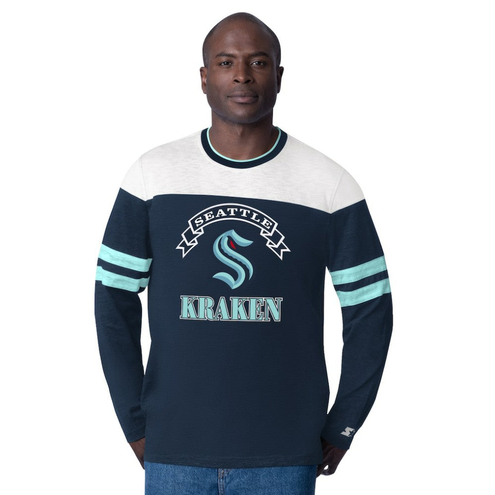Seattle Kraken Starter Blitz Durene Long Sleeve T-Shirt - Deep Sea Blue | US 201432185