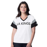 Los Angeles Kings G-III 4Her by Carl Banks Women's Rink Oversized Rhinestone V-Neck T-Shirt - White | US 201432661
