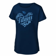 Tennessee Titans Girls Youth Script Heart Dolman T-Shirt - Navy T-shirts