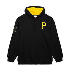 Roberto Clemente Pittsburgh Pirates Mitchell & Ness Vintage Logo Name & Number Pullover Hoodie - Black Hoodies