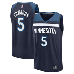 Anthony Edwards Minnesota Timberwolves Fast Break Replica Player Jersey Icon Edition Navy - Fanatics