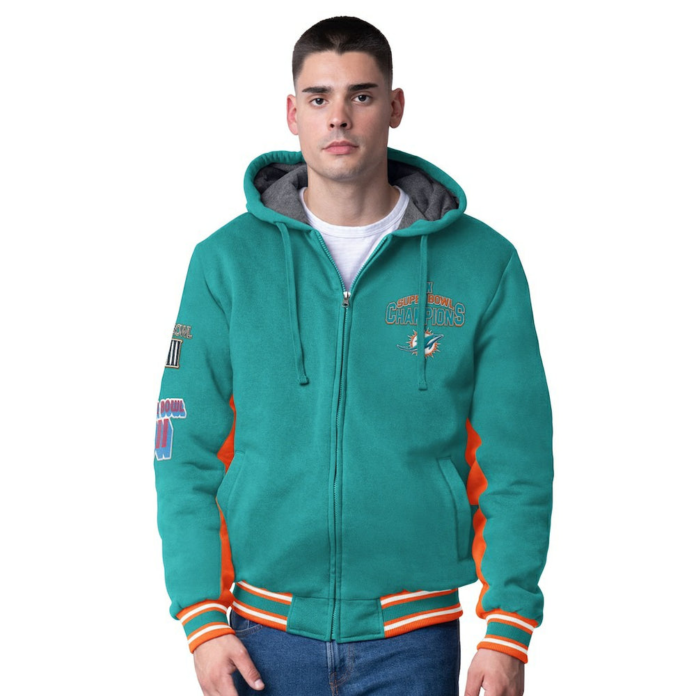Miami Dolphins G-III Extreme No Huddle Commemorative Full-Zip Hoodie Jacket - Aqua Hoodies