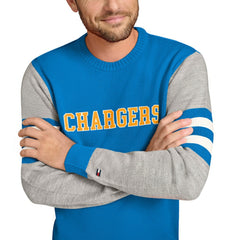 Los Angeles Chargers Tommy Hilfiger Acrylic Crewneck Pullover Sweater - Powder Blue/Heather Gray Pullover
