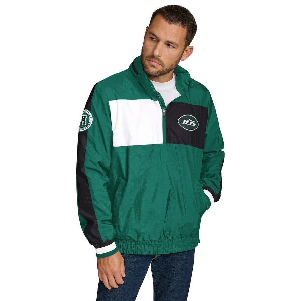New York Jets Tommy Hilfiger Gael Lightweight Half-Zip Hoodie Jacket - Green Hoodies