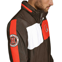 Cleveland Browns Tommy Hilfiger Gael Lightweight Half-Zip Pullover Hoodie Jacket - Brown Hoodies