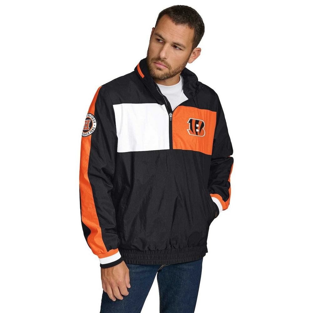 Cincinnati Bengals Tommy Hilfiger Gael Lightweight Half-Zip Pullover Hoodie Jacket - Black Hoodies