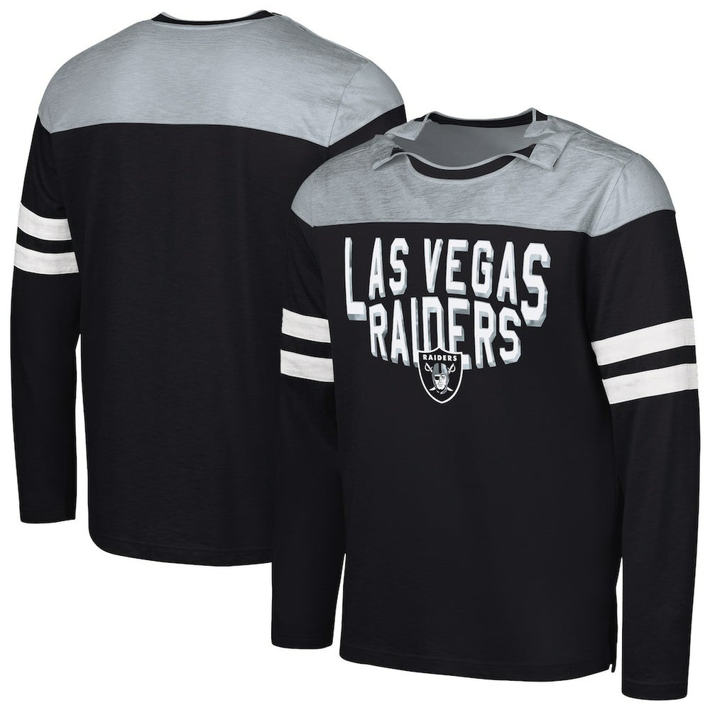 Las Vegas Raiders G-III Sports by Carl Banks Adaptive Hail Mary Long Sleeve T-Shirt - Black/Silver T-shirts