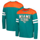 Miami Dolphins G-III Sports by Carl Banks Adaptive Hail Mary Long Sleeve T-Shirt - Aqua/Orange T-shirts