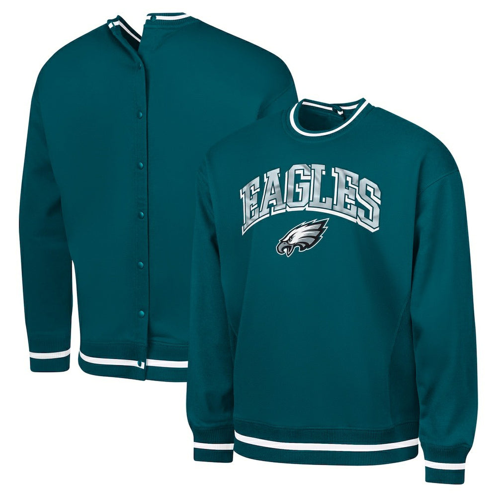 Philadelphia Eagles G-III Sports by Carl Banks Adaptive Blocker Fleece Pullover Sweatshirt - Midnight Green Pullover