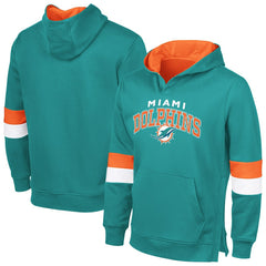 Miami Dolphins G-III Sports by Carl Banks Adaptive Faceoff Pullover Hoodie - Aqua/Orange Hoodies