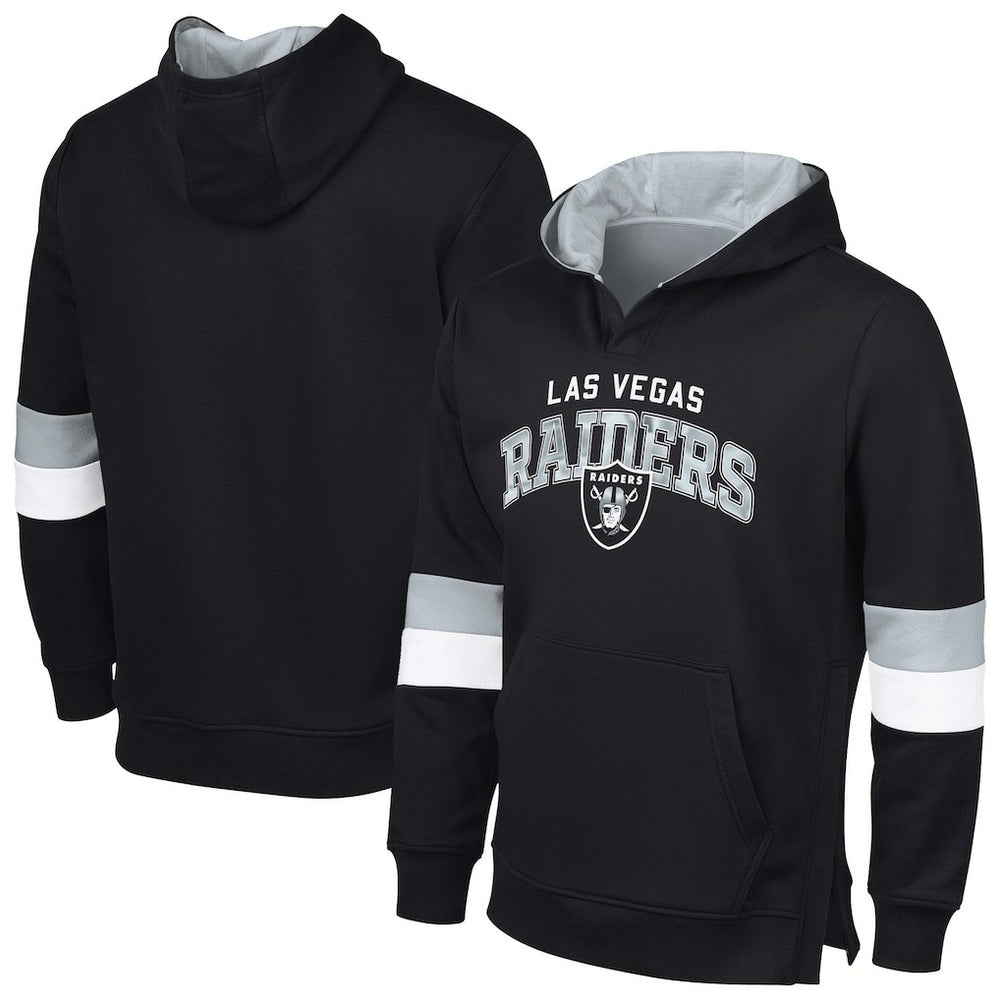Las Vegas Raiders G-III Sports by Carl Banks Adaptive Faceoff Pullover Hoodie - Black/Silver Hoodies