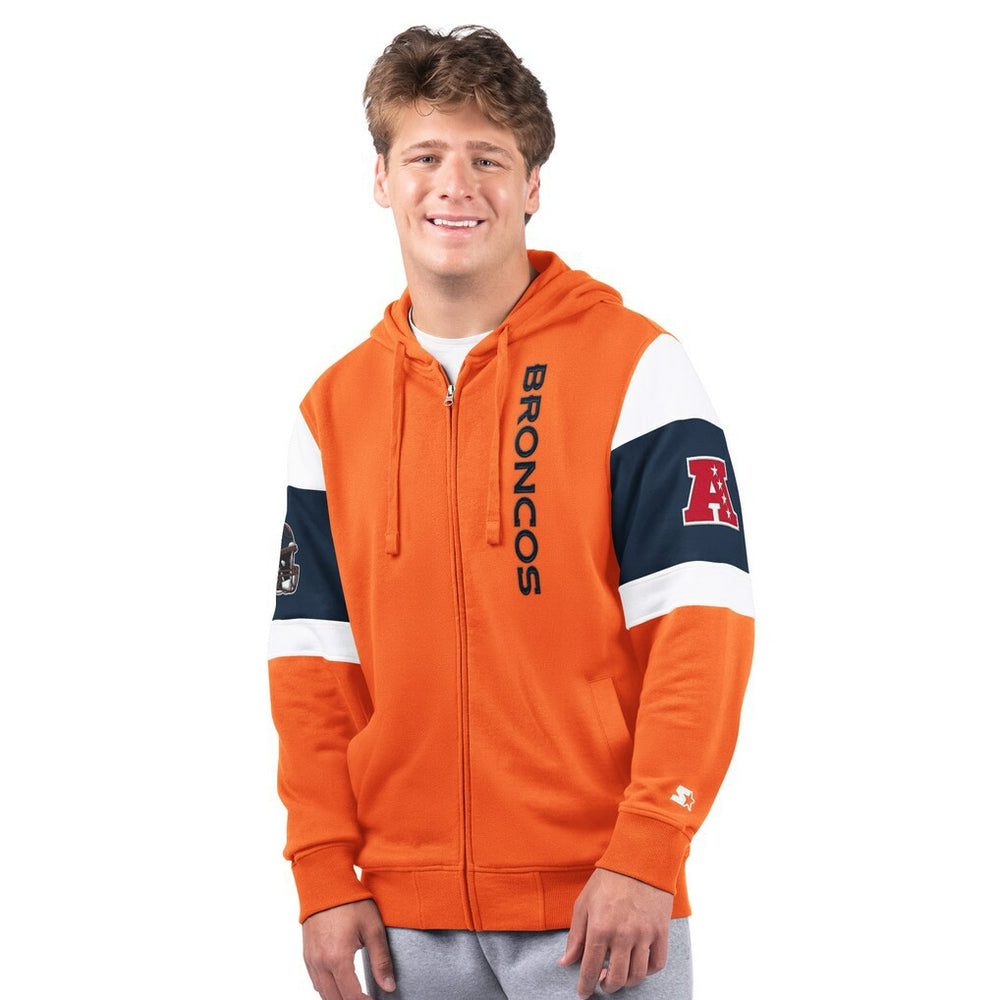 Denver Broncos Starter Extreme Full-Zip Hoodie - Orange Hoodies