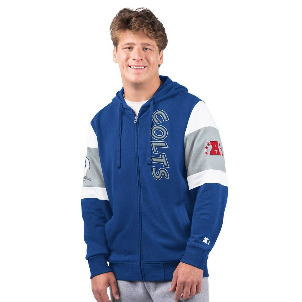 Indianapolis Colts Starter Extreme Vintage Logo Full-Zip Hoodie - Royal Hoodies