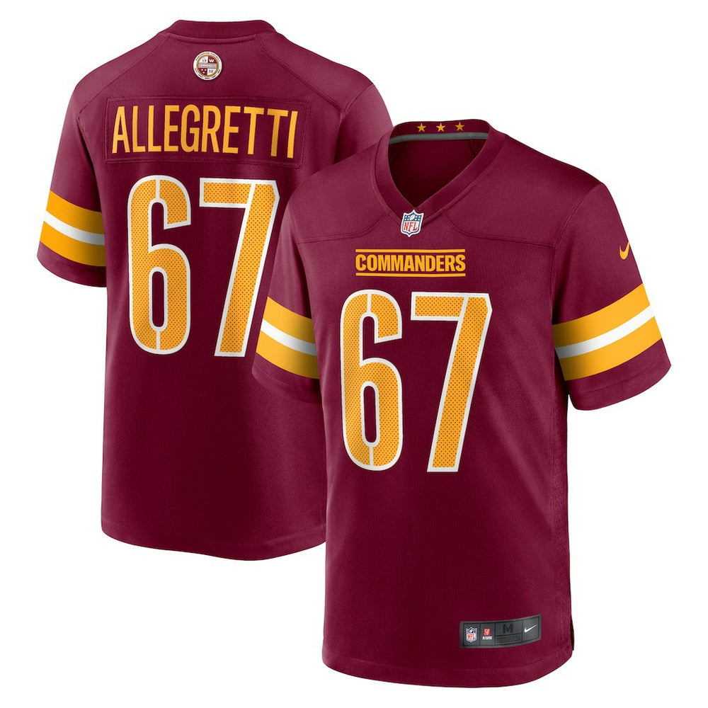 Nick Allegretti Washington Commanders Game Jersey - Burgundy Jerseys